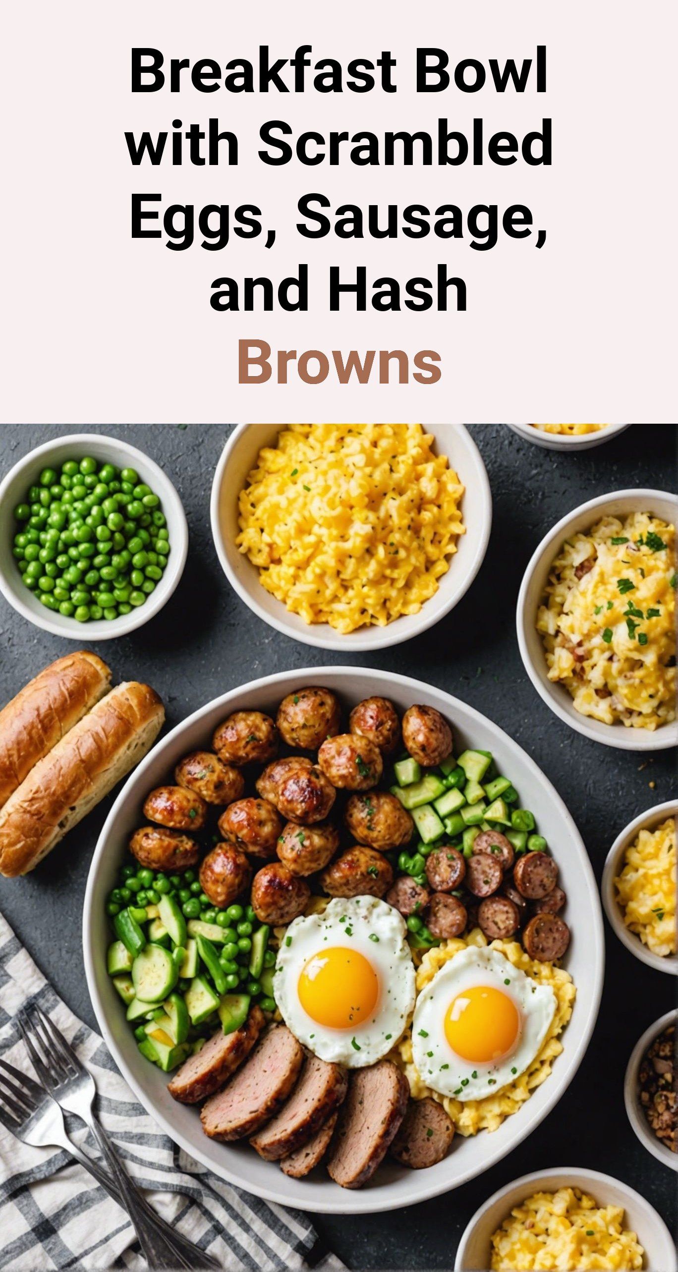 Breakfast Bowl with Scrambled Eggs, Sausage, and Hash Browns