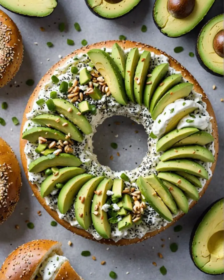 Everything Bagel with Cream Cheese and Avocado
