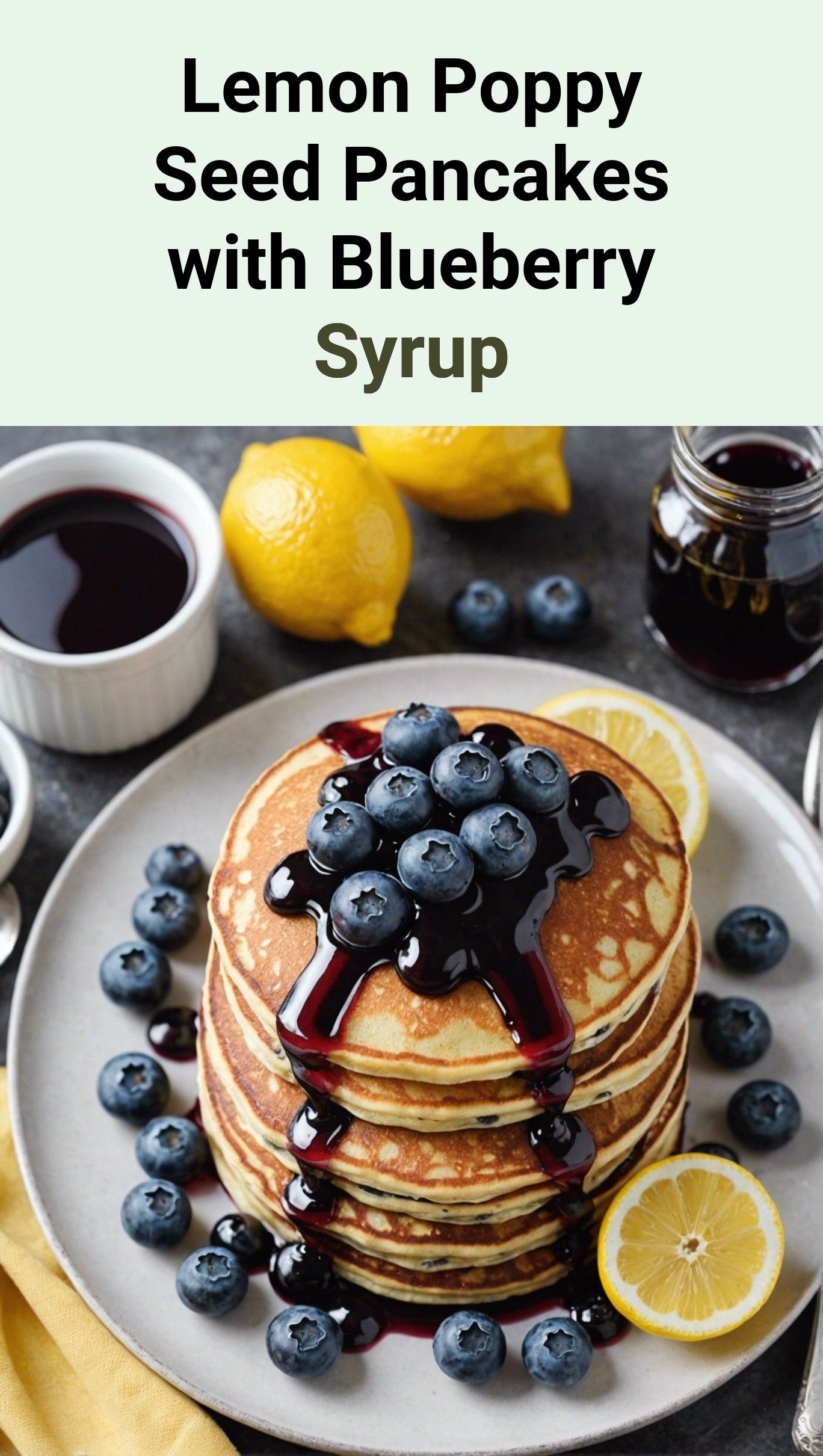 Lemon Poppy Seed Pancakes with Blueberry Syrup