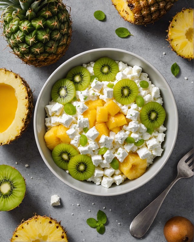 Cottage Cheese with Pineapple and Kiwi