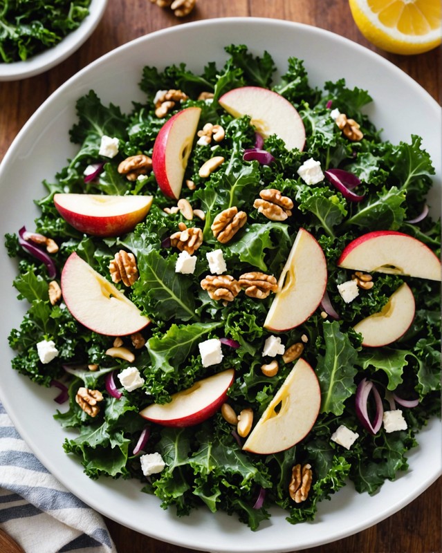 Kale Salad with Apples, Walnuts, and Goat Cheese