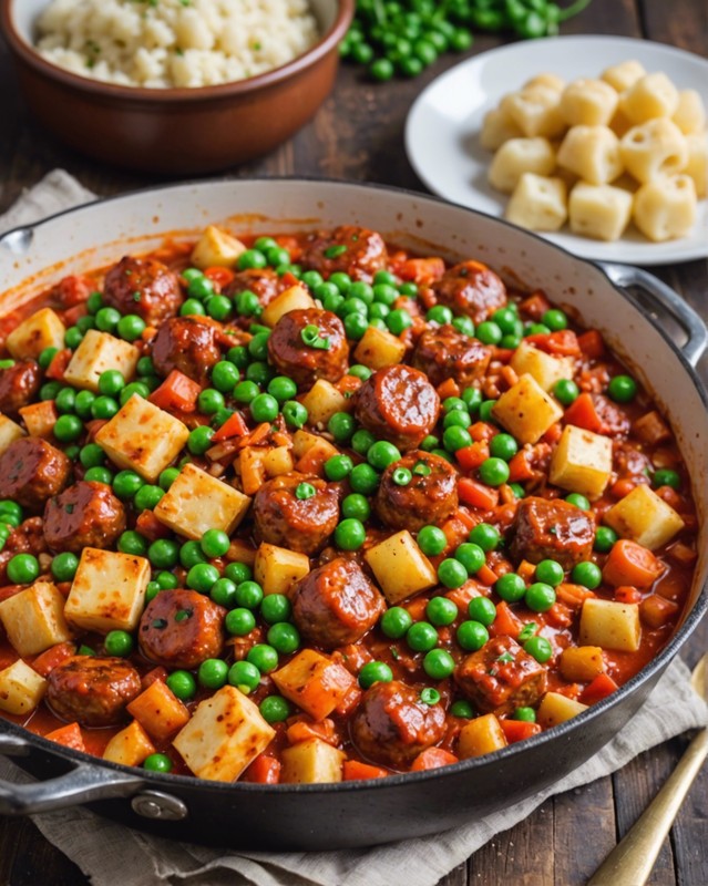 One Pan Gnocchi with Sausage and Peas