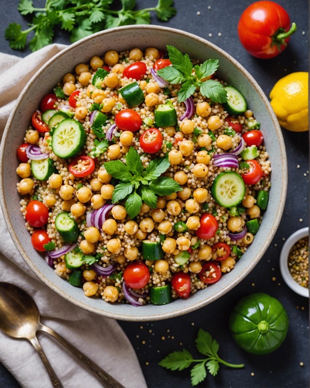 Quinoa Salad with Chickpeas and Vegetables