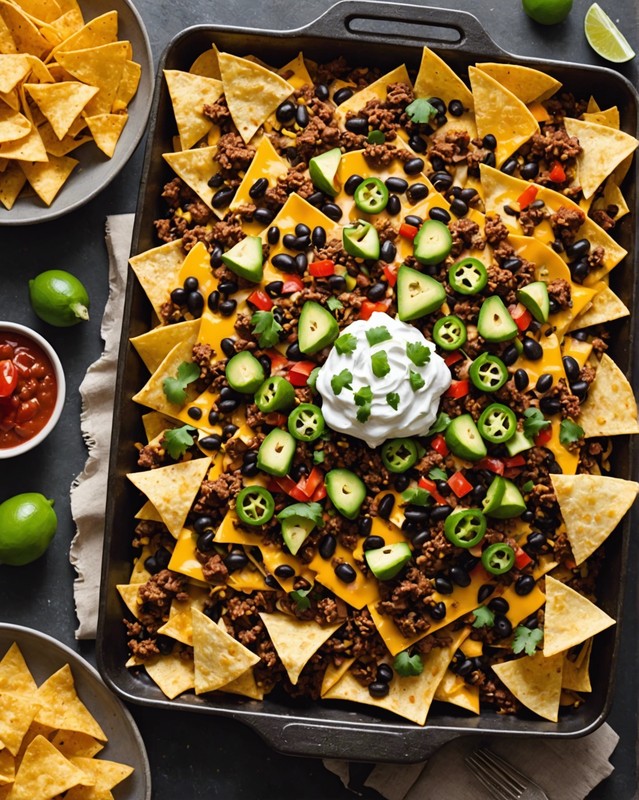 Sheet Pan Nachos with Ground Beef and Cheese