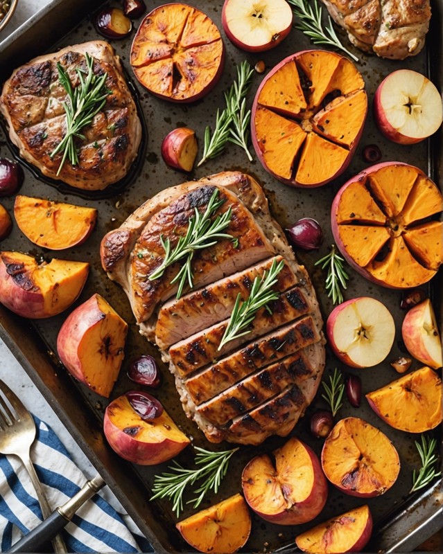 Sheet Pan Pork Chops with Sweet Potatoes and Apples