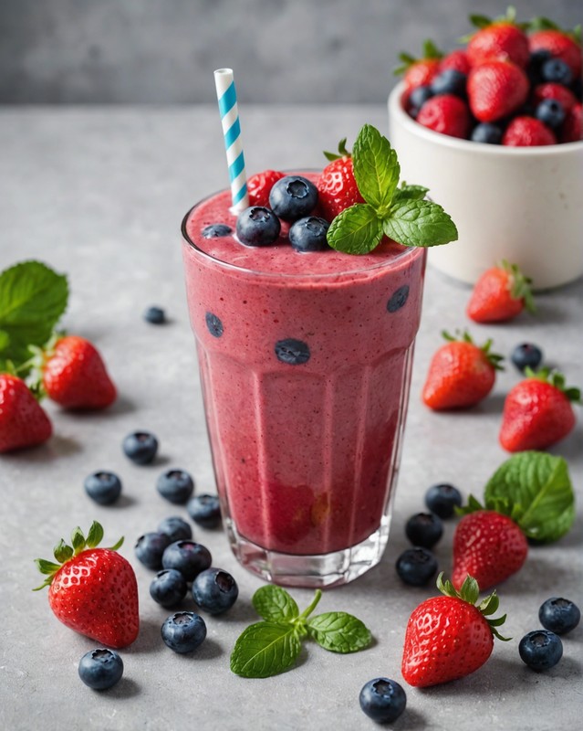 Smoothie with Berries, Greens, and Yogurt