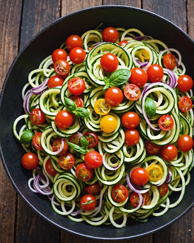 Zucchini Noodle Salad with Tomatoes and Basil