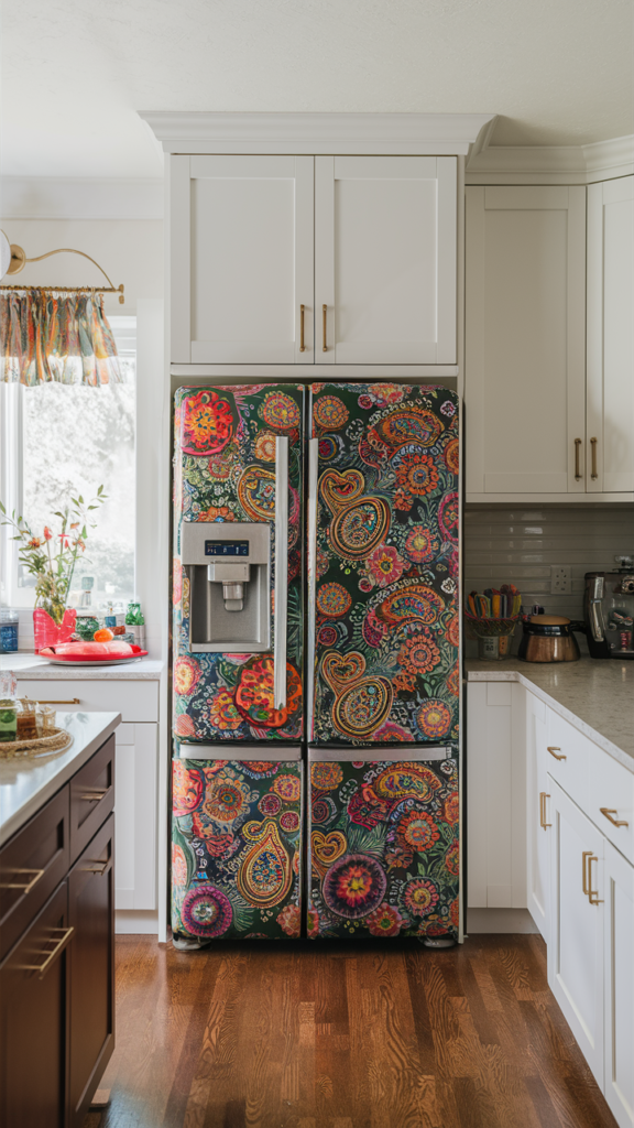 Bring in the 70s with a Funky Fridge Cover