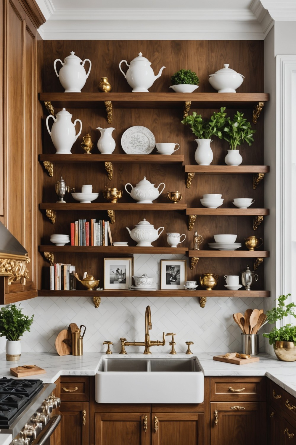 Floating Shelves with Decorative Brackets