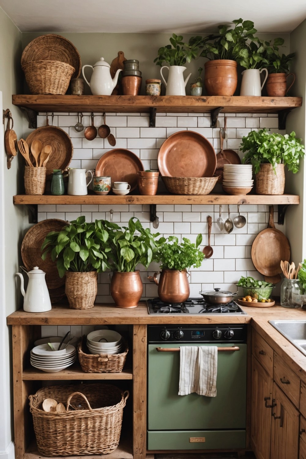 Hippie Chic Shelving for a Cozy Kitchen Vibe