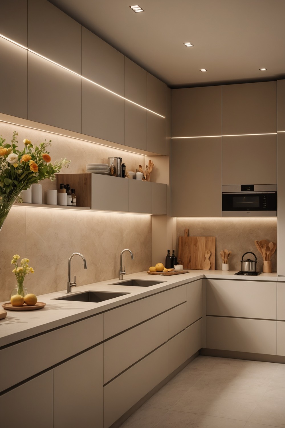 LED Lighting Under Cabinets for Ambiance