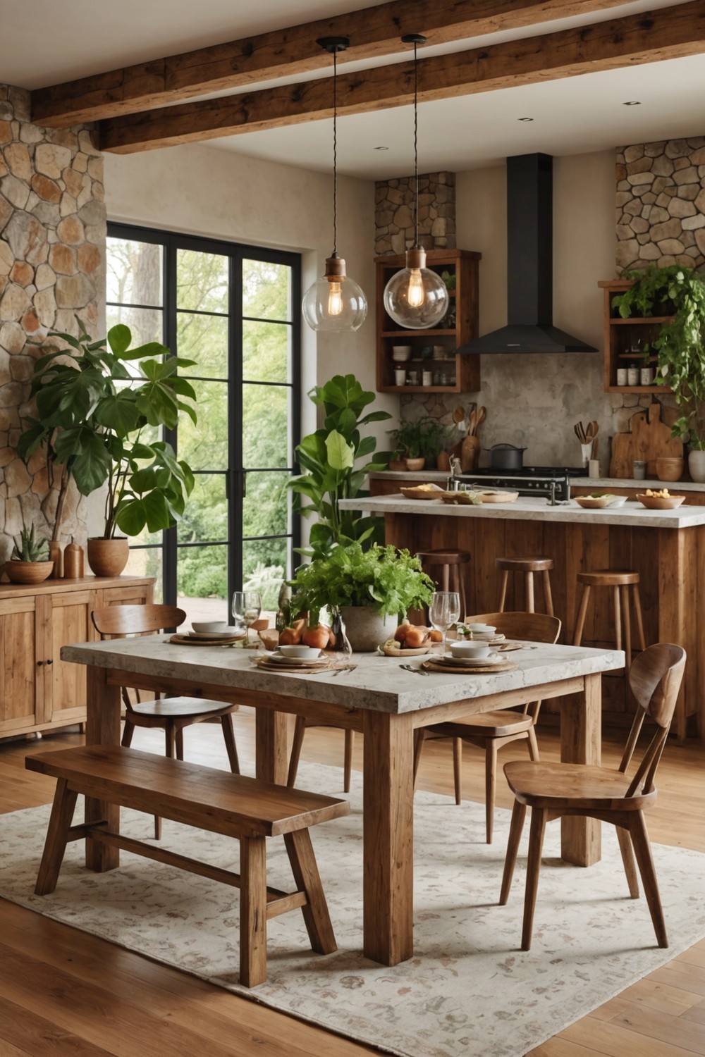 Use Natural Materials for a Rustic Dining Table