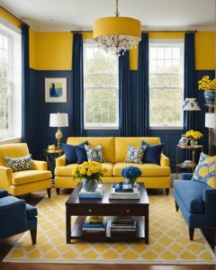 21 Blue and Yellow Color Living Room