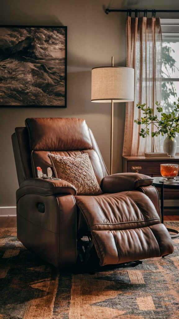 Leather Recliner with Massage Function