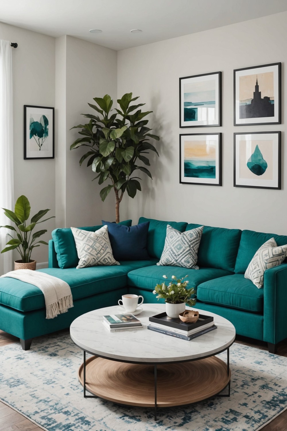 Bold Teal Sectional Sofa