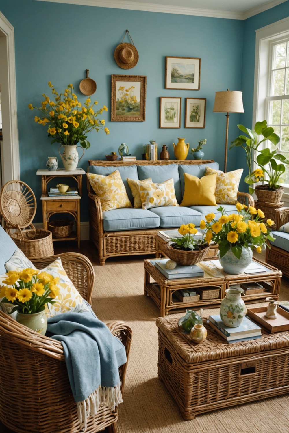 Calming Blue and Yellow Nature-Inspired Decor