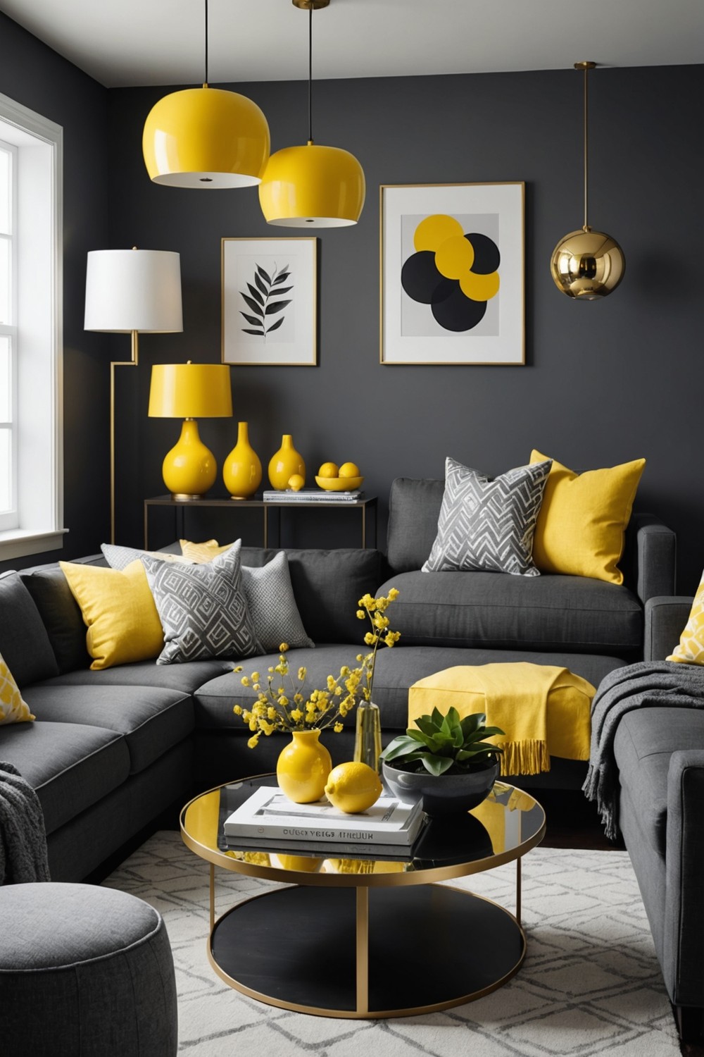 Charcoal Grey and Lemon Yellow