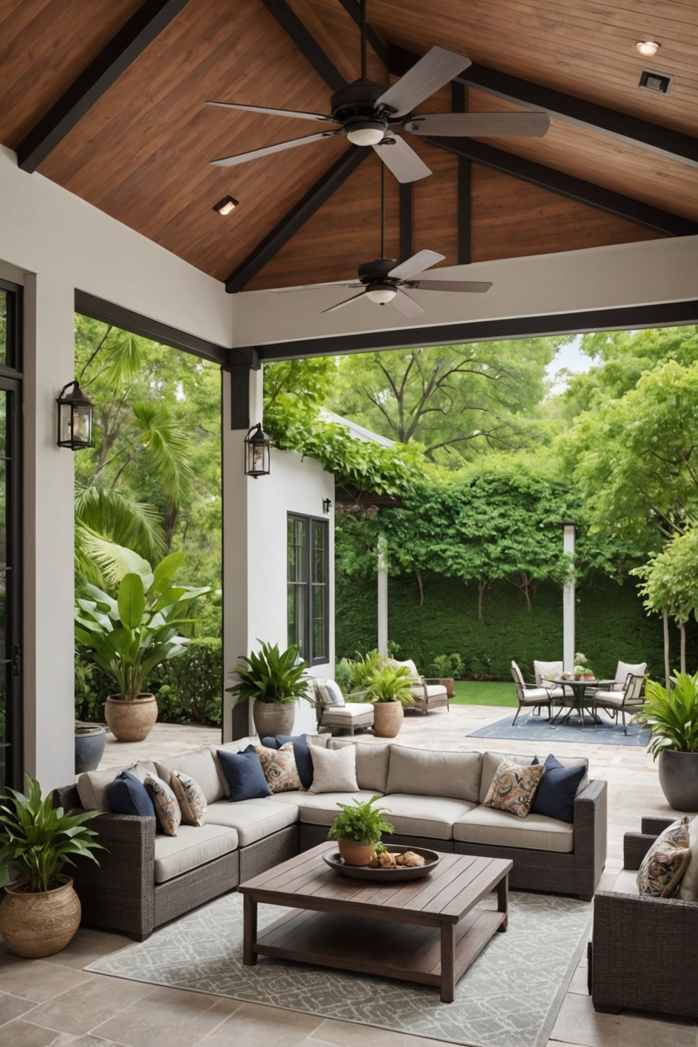 Covered Patio with Ceiling Fans