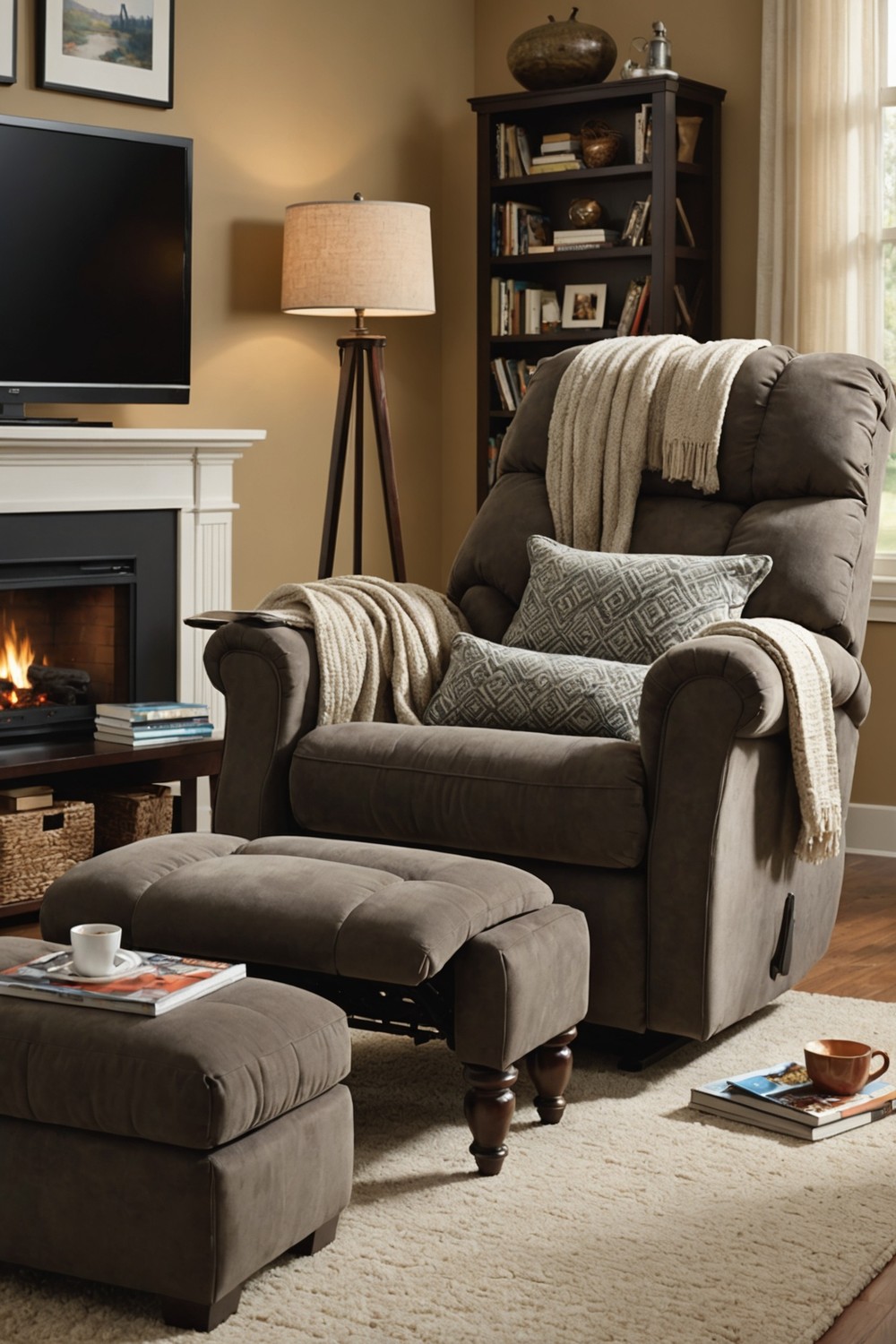 Cozy Recliner with Footrest and Cup Holder