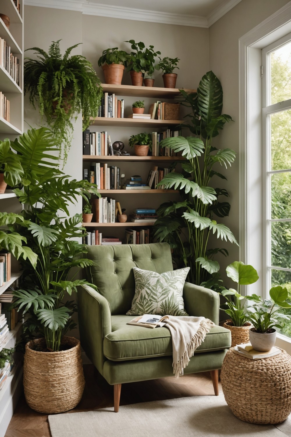 Create a Cozy Reading Nook with Greenery