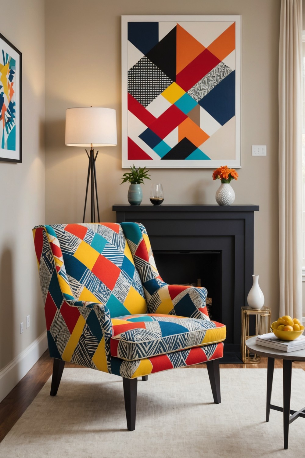 Geometric Patterned Accent Chair