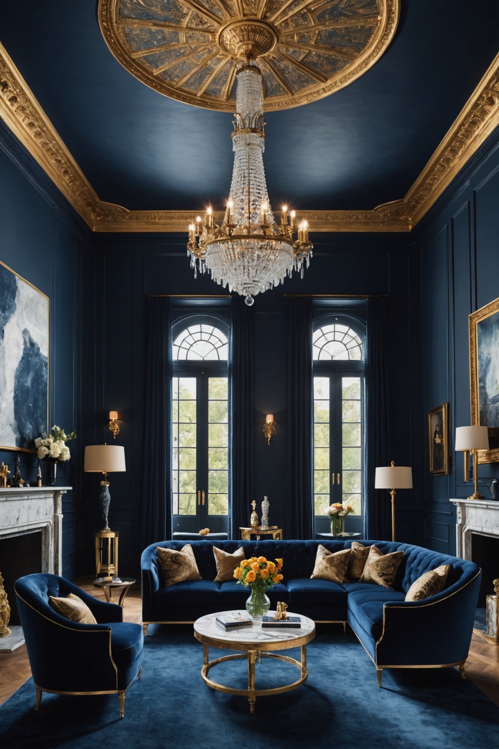 Grand Gatsby: Luxurious Blues with Metallic Accents