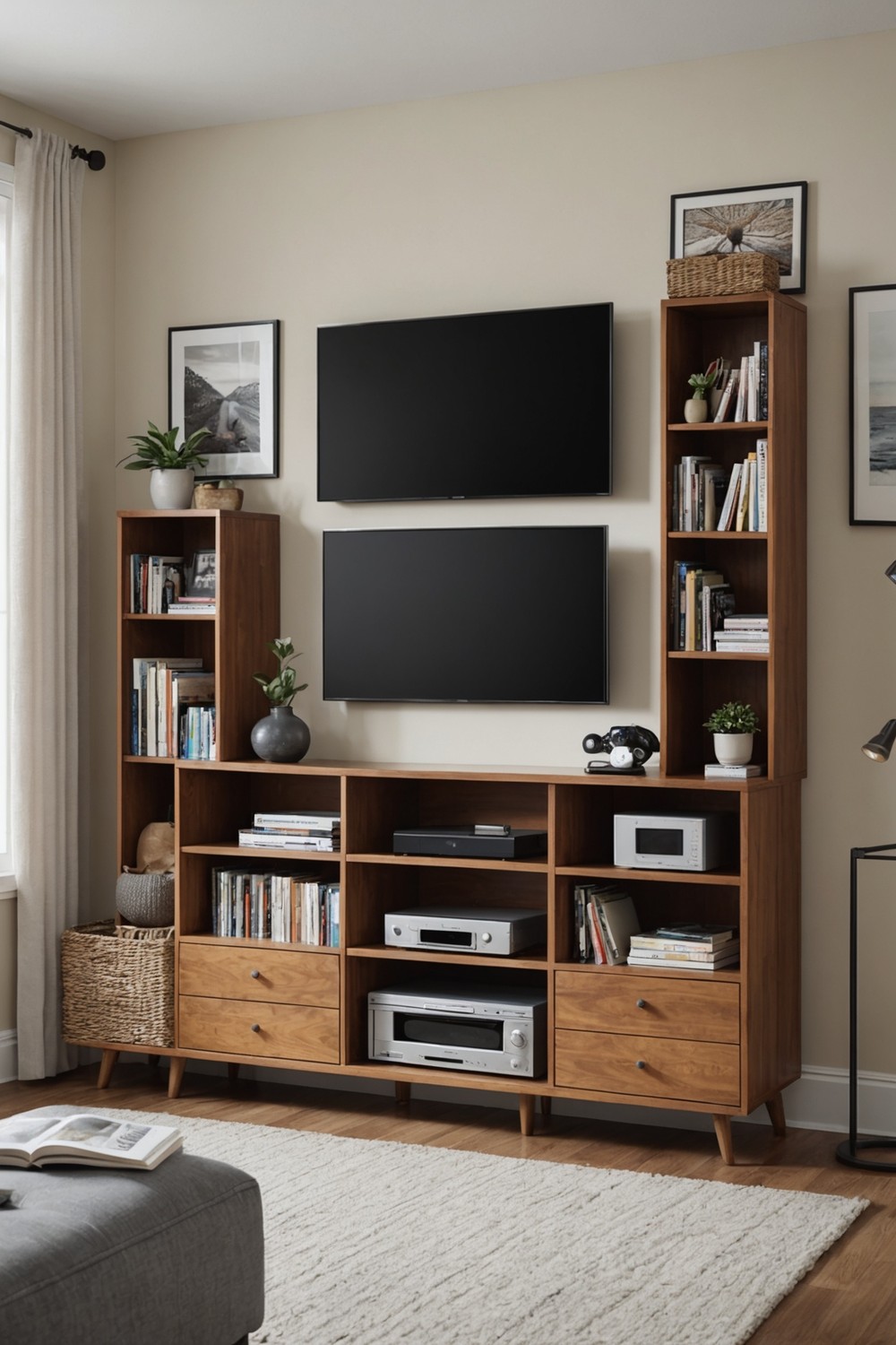 Incorporate a TV Stand with Storage