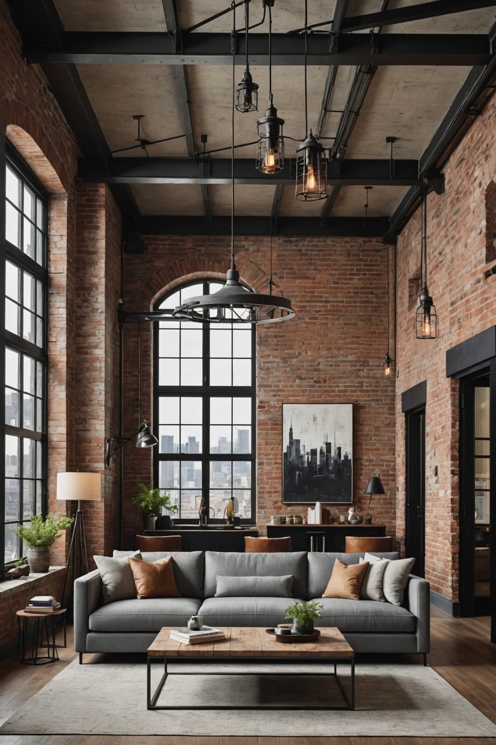 Industrial Chic: Exposed Brick and Metal Accents