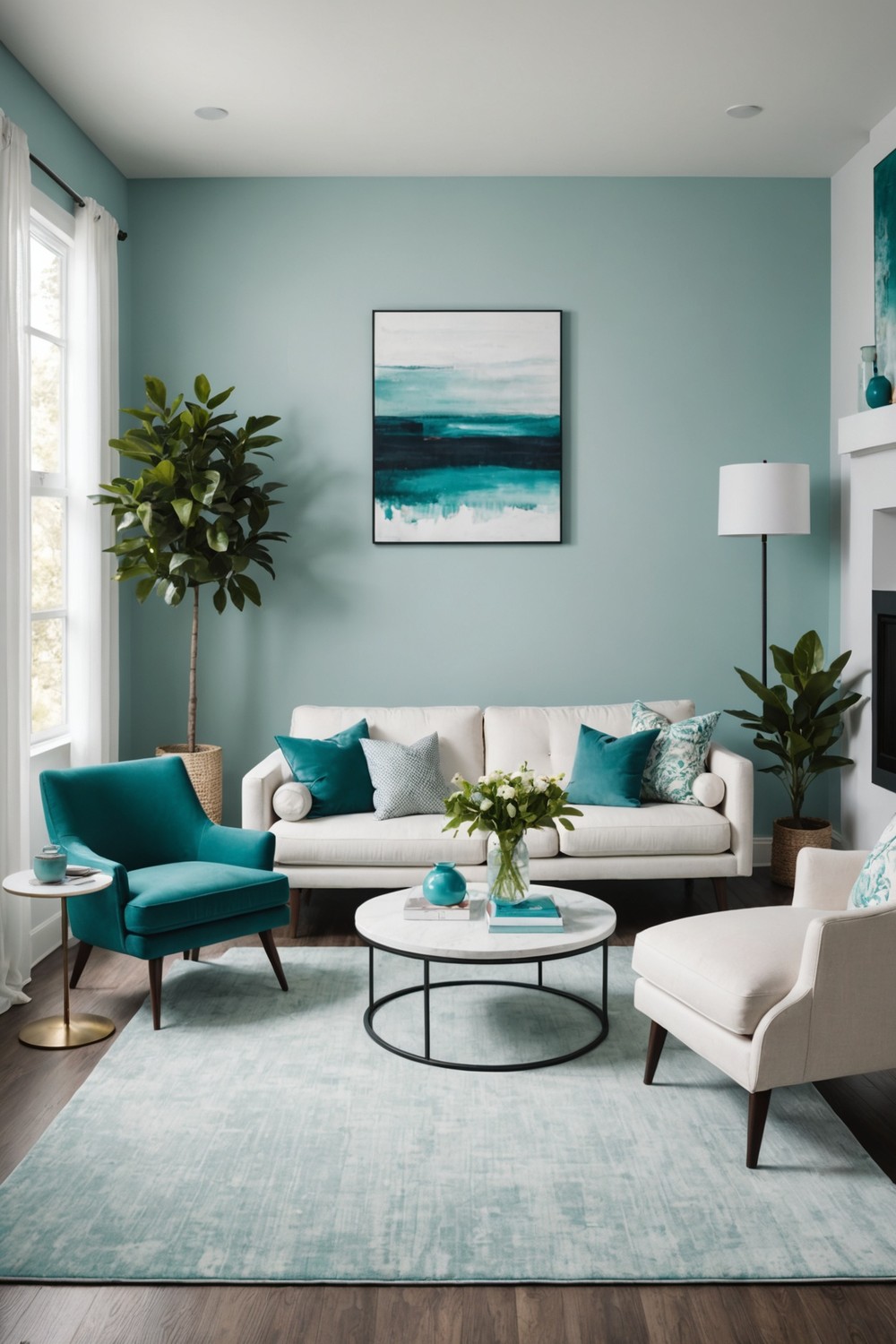 Minimalist Teal and White Furniture