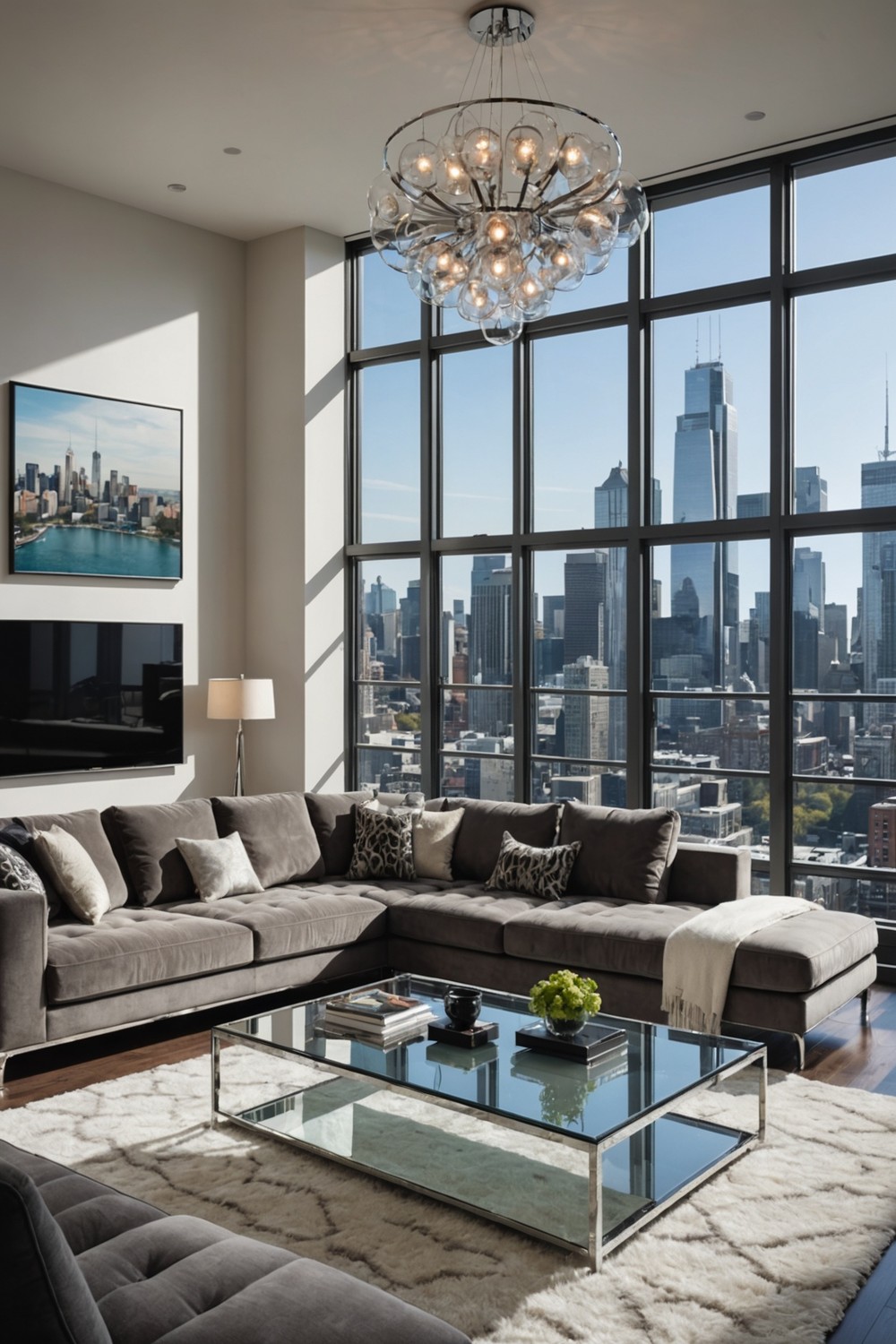 Modern Glass Top Coffee Table with Chrome Legs