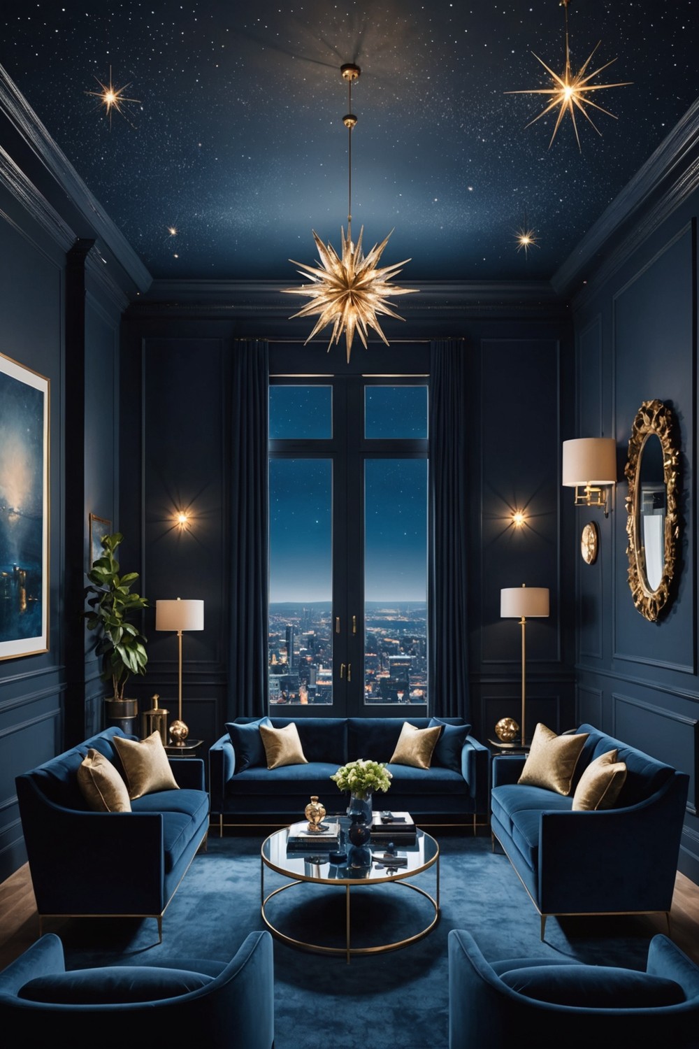 Night Sky: Dark Blues with Twinkling Accents