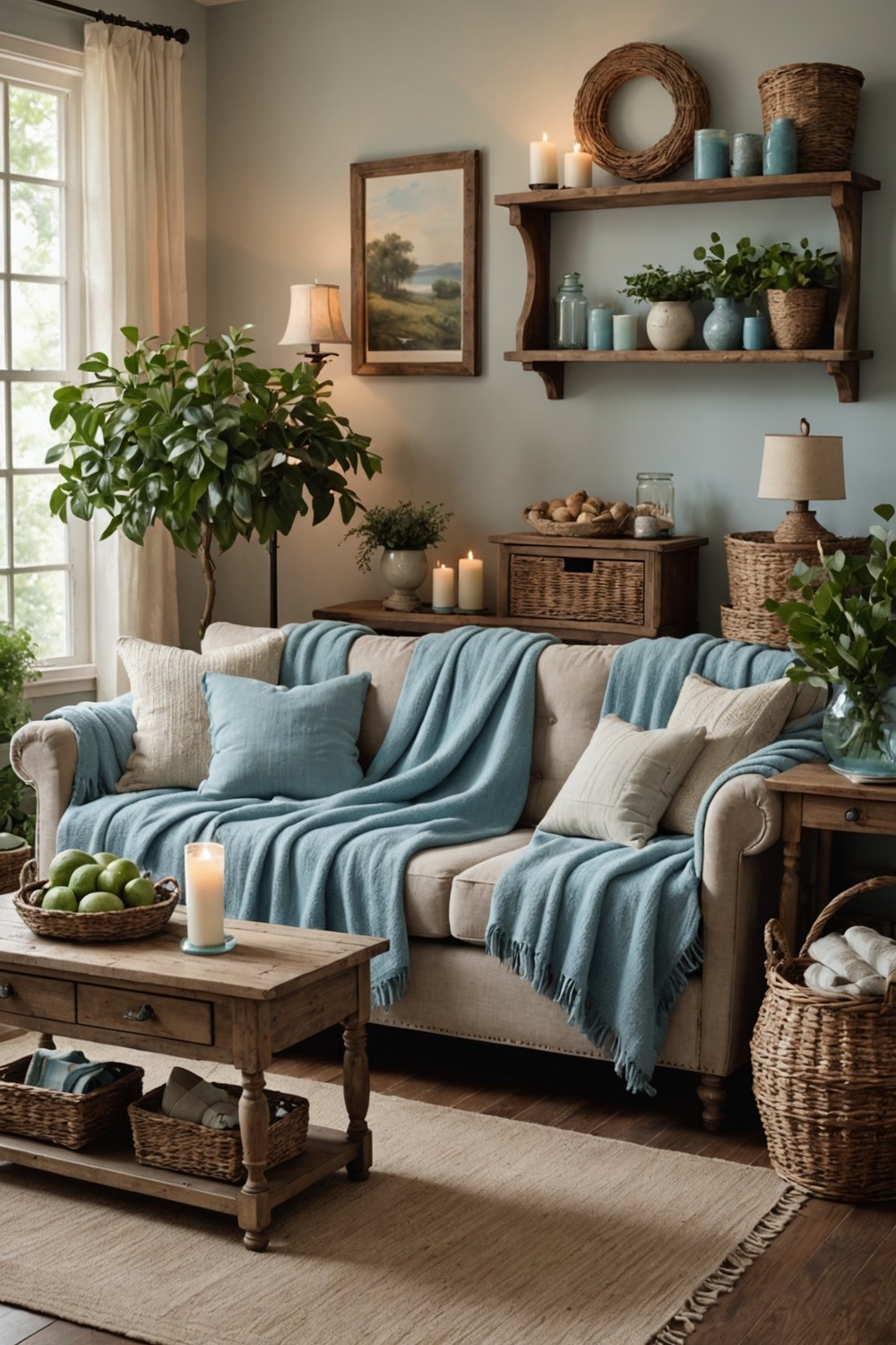 Rustic Retreat: Blues and Earth Tones for a Cozy Space