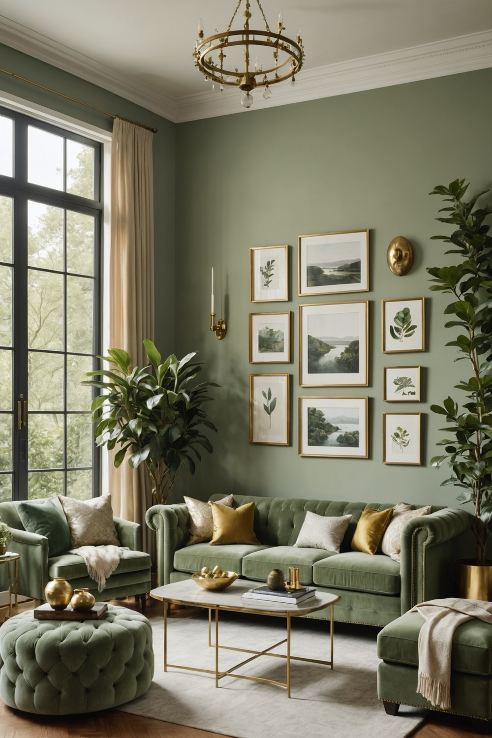 Sage Green and Brass Decor