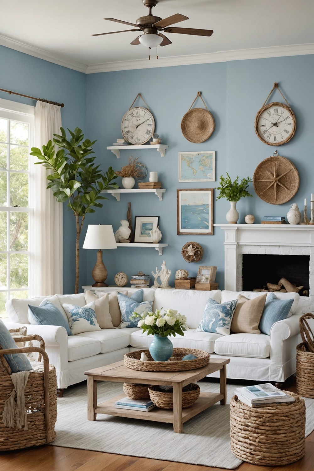 Seaside Escape: Blues and Whites with Rustic Accents