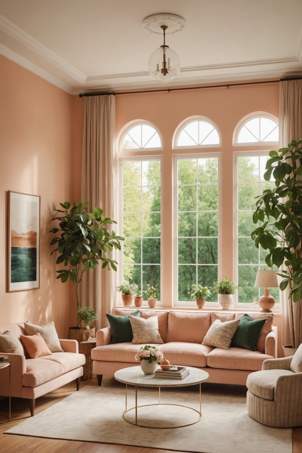 Soft Peach Walls for a Calming Ambiance