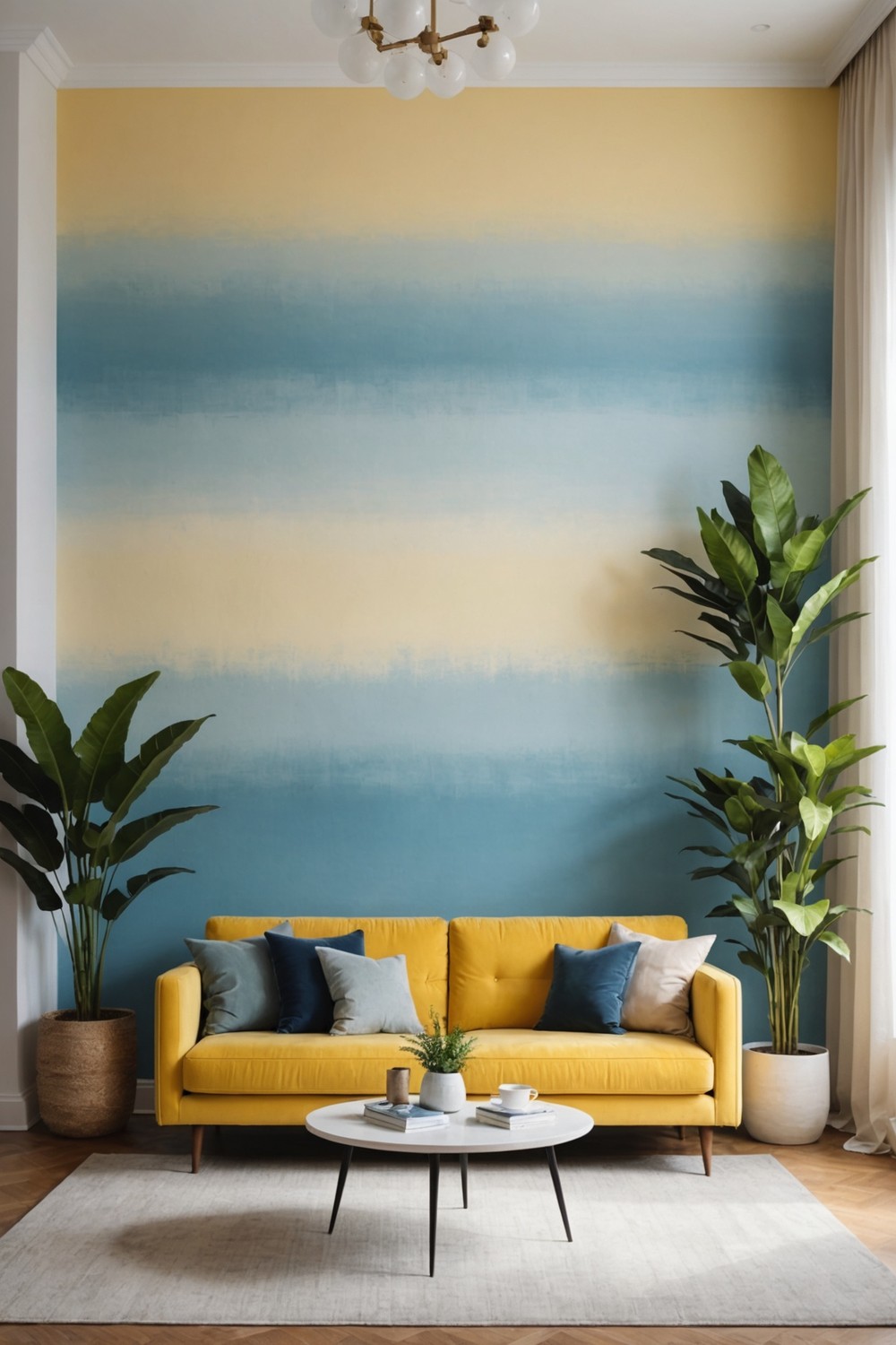 Soothing Blue and Yellow Ombre Wall Mural