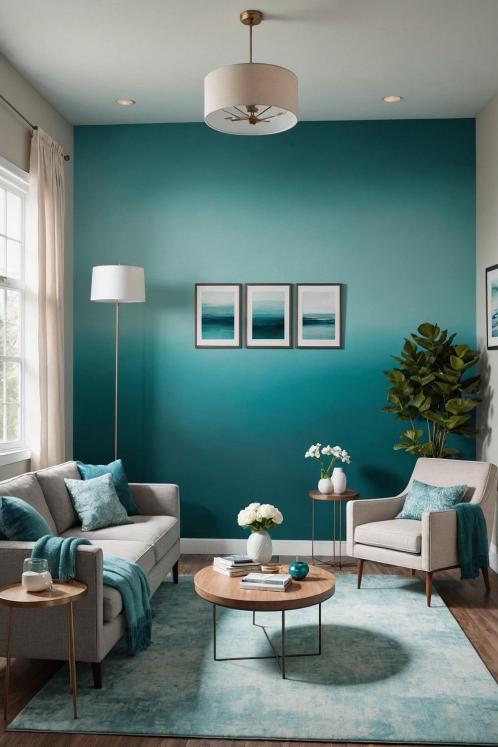 Teal Ombre Accent Wall