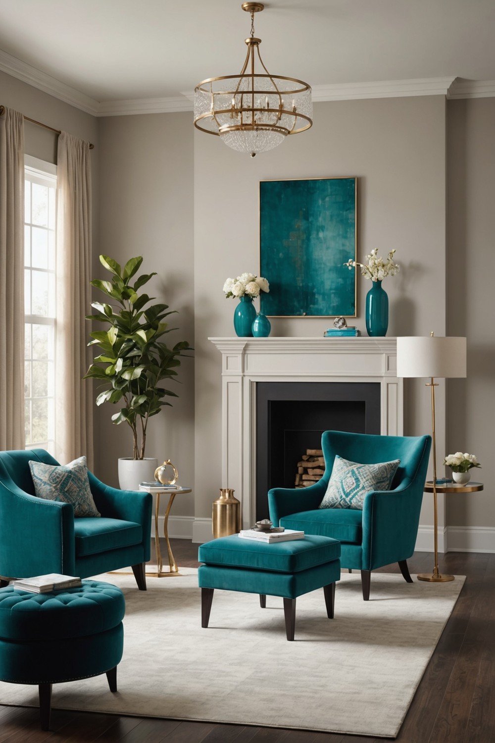 Teal Velvet Armchair Accent