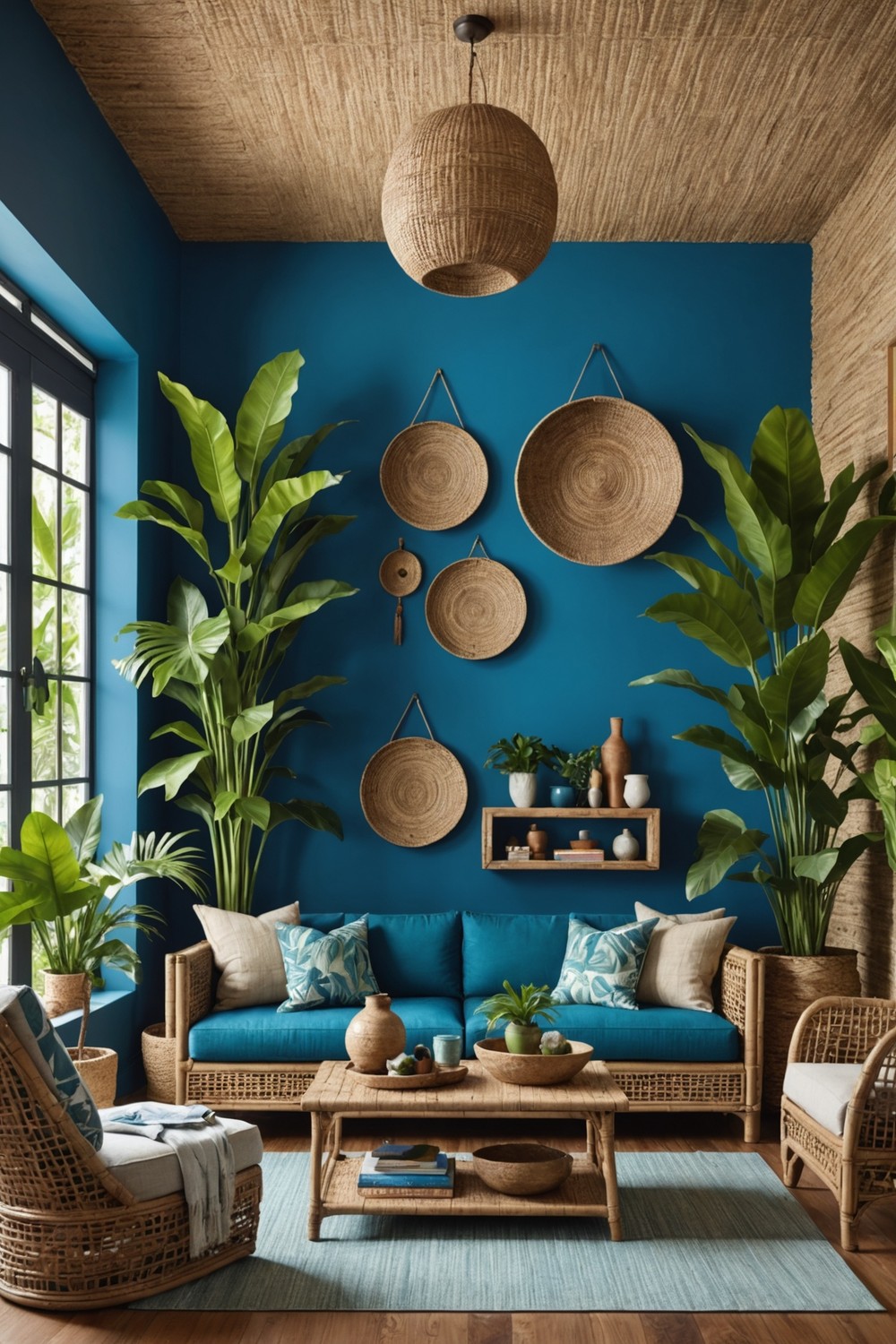 Tropical Oasis: Bright Blues with Natural Textures