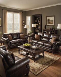 21 Dark Brown Leather Sofa Living Room