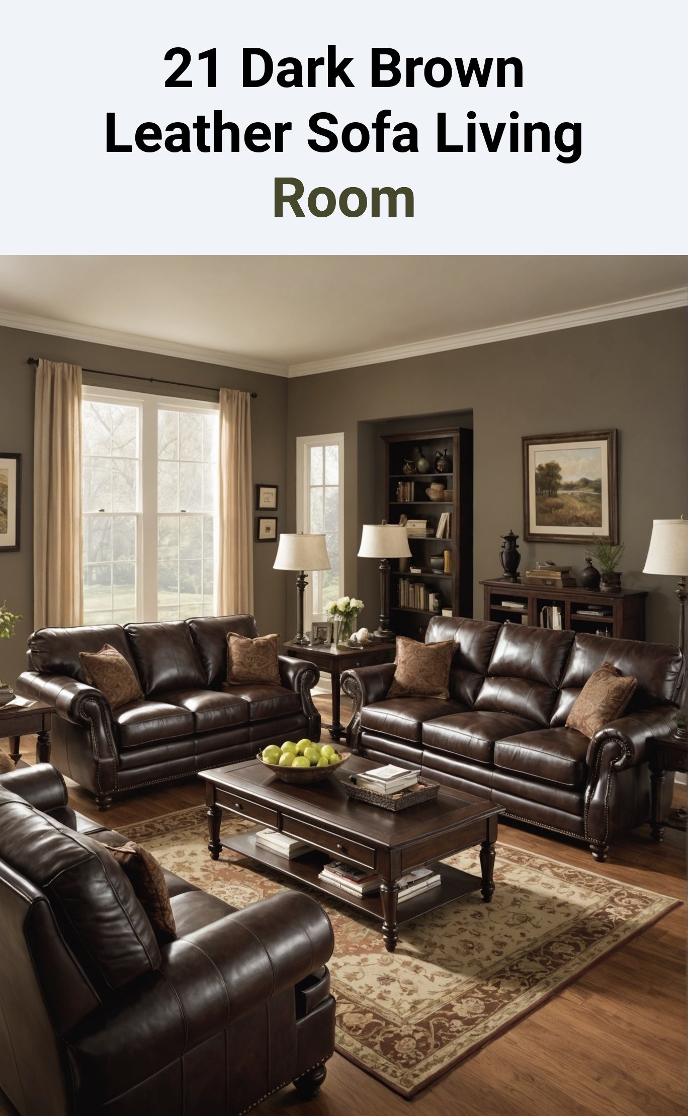 21 Dark Brown Leather Sofa Living Room