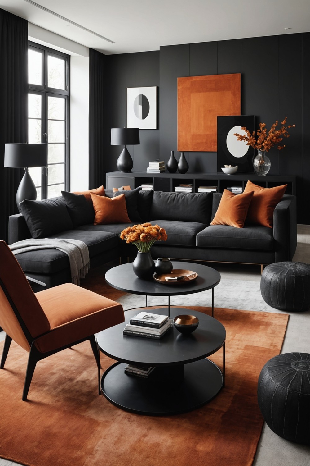 Black and Rust Color Blocking for a Bold Look