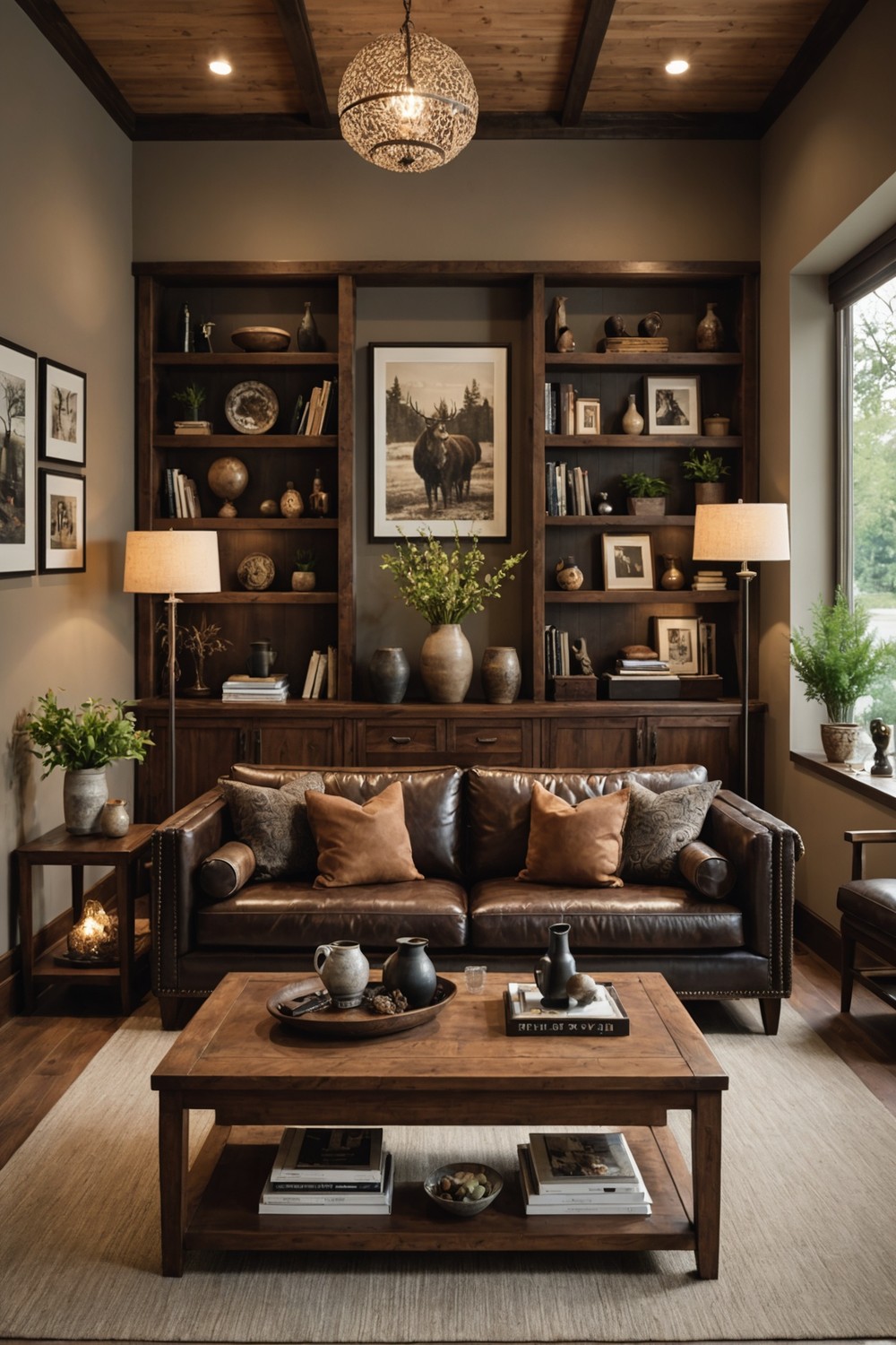 Blending Wood Accents with Dark Brown Leather