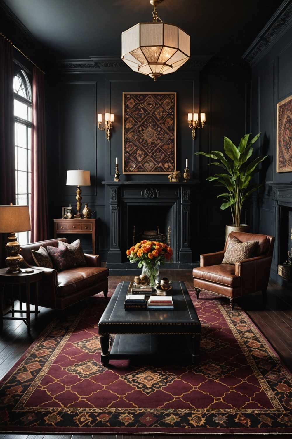 Bold Dark Patterned Rugs