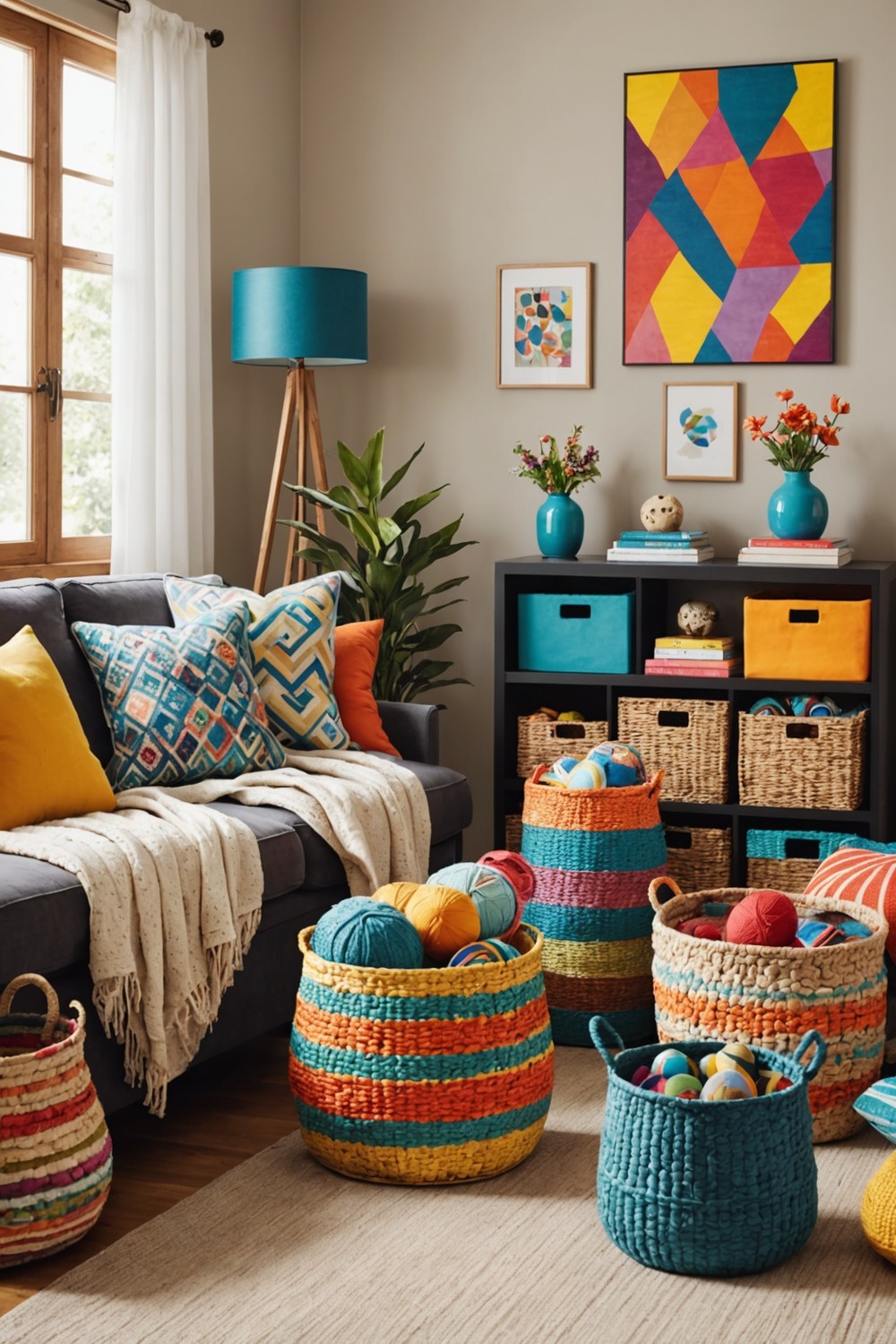 Experiment with Colourful Baskets for Storage