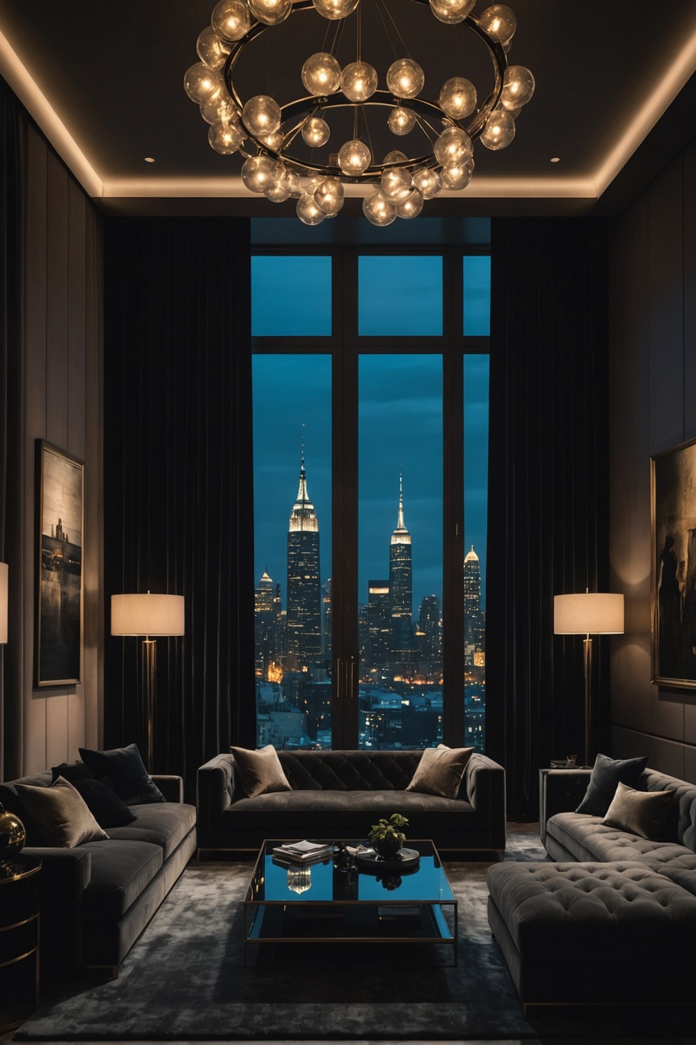 Floor-to-Ceiling Dark Curtains