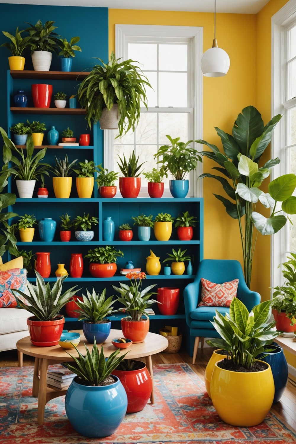 Incorporate Houseplants with Colourful Pots