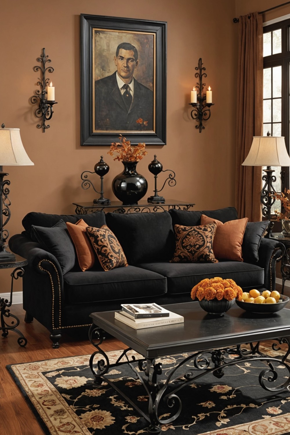 Incorporating Wrought Iron with Black and Rust Hues