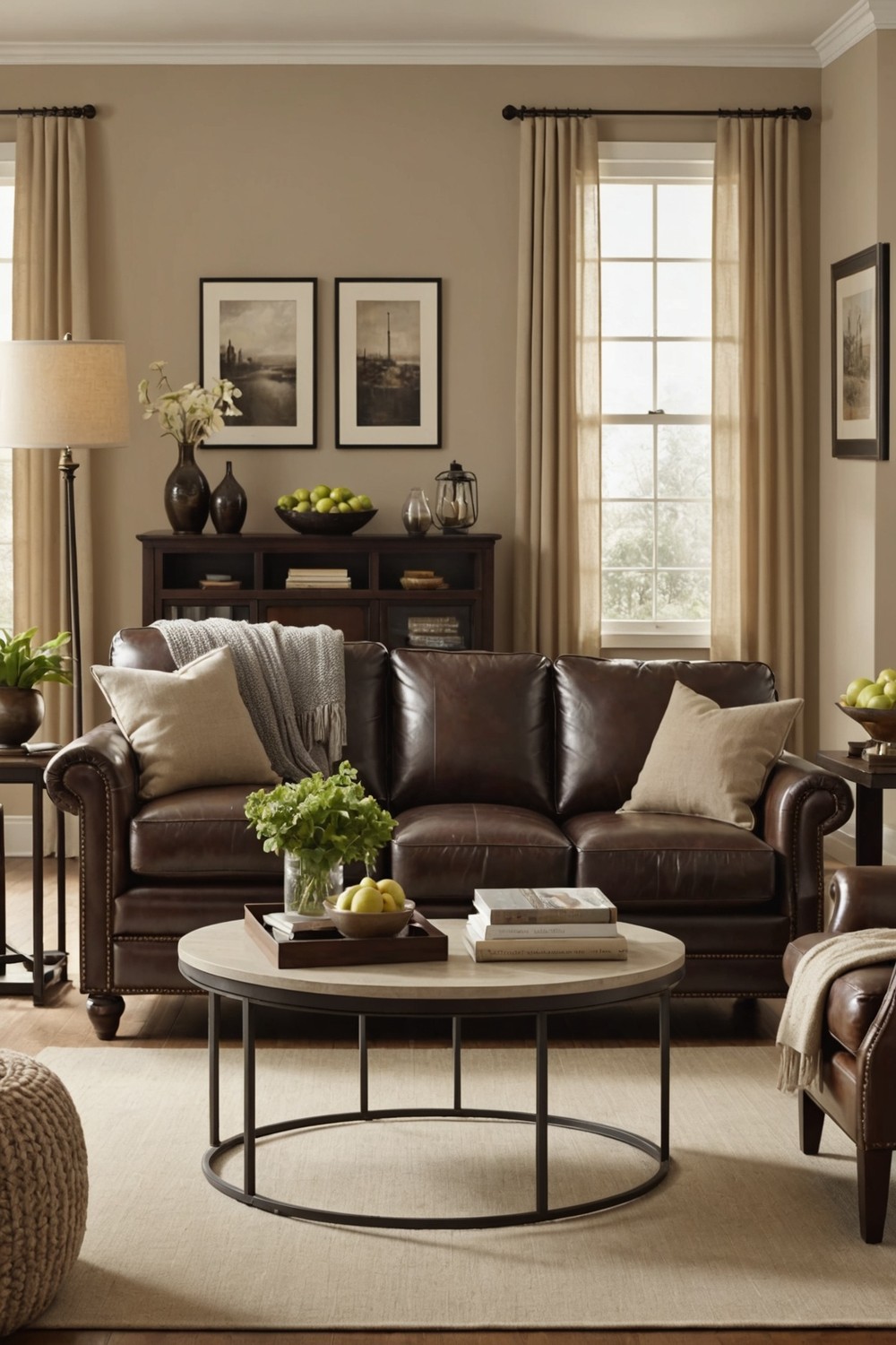 Pairing Dark Brown Leather with Neutral Walls