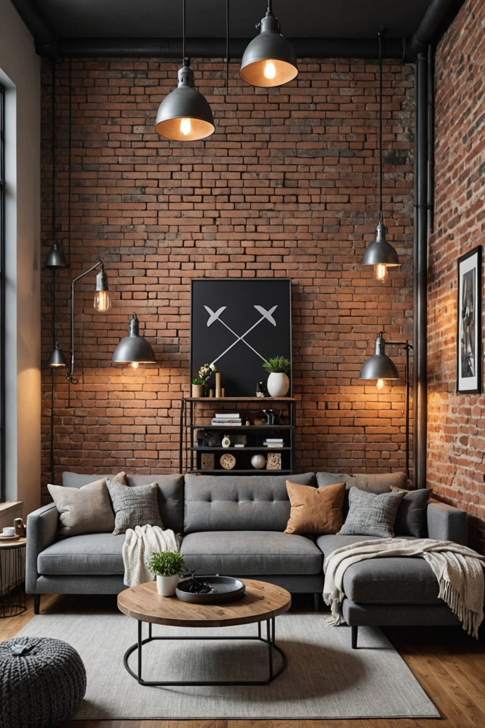 Rustic Brick or Concrete Accent Walls